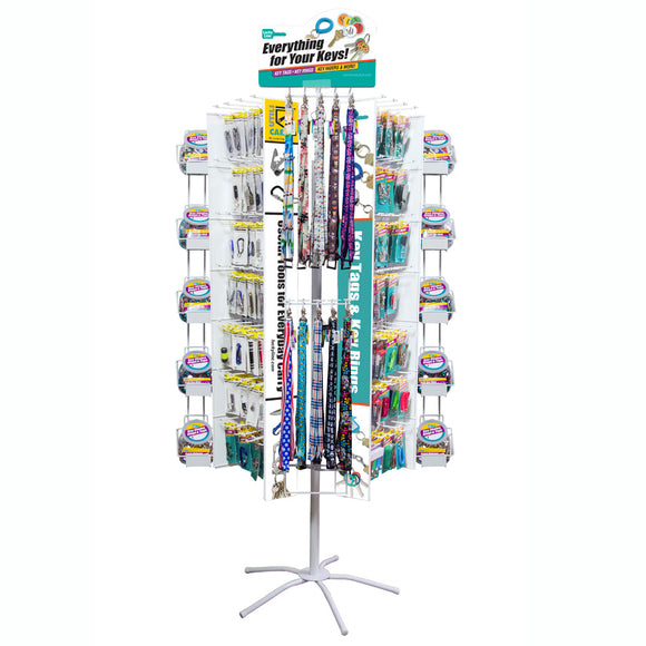 Lucky Line Revolving Floor Display w/ Jars & Lanyards retail solutions for locksmiths and hardware stores