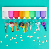 colorful key tag rack by lucky line
