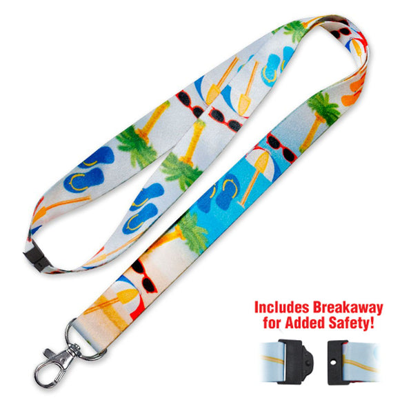 Lucky Line Beach Lanyard with palm trees sunglasses slip flops goes with beach key shapes C201
