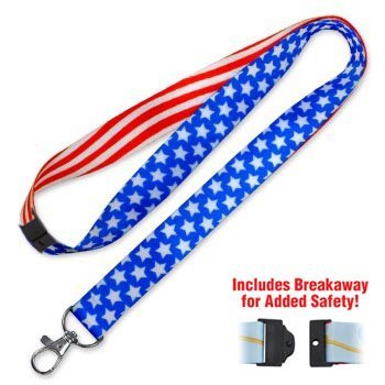 Lucky Line patriotic lanyard fits around the neck to hold your badge keys or small items C206