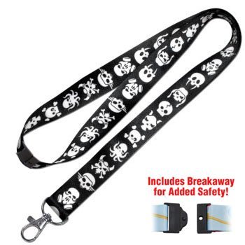 Lucky Line Skull Lanyard fits around the neck to hold your badge, keys, or small items C209