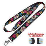 Lucky Line Sugar Skulls Lanyard fits around the neck to hold your badge, keys, or small items C210