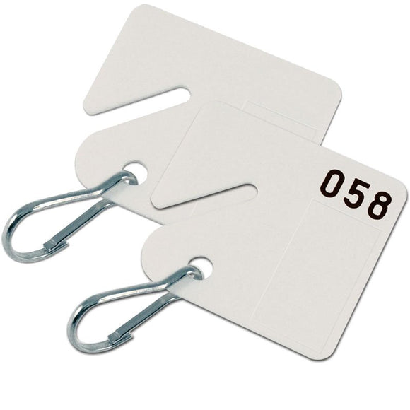Lucky Line Square Slotted Cabinet Tags for use in key cabinets with numbering system supplied with a hook