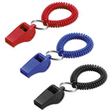 Lucky Line Wrist Coil with Whistle for lifeguards durable and comes in black blue red 423