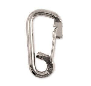Stainless Loop Spring Snaps, Wire Gate  for fasteners or quick attachment. Closed eye isolates rope or other fittings